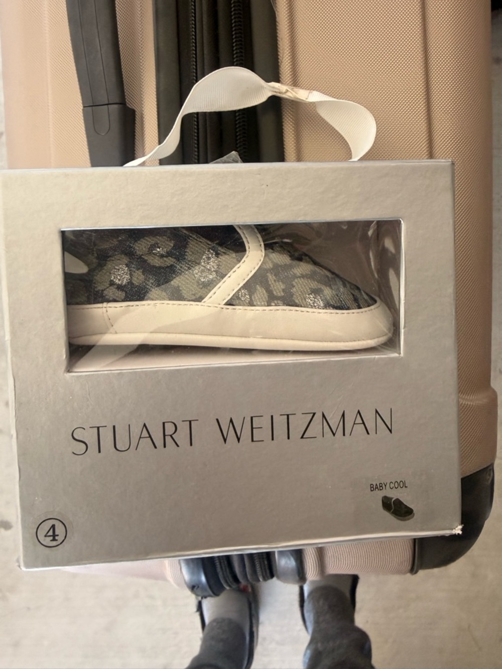 Stuart Weitzman Cream and Gray Printed Slip-On Sneakers